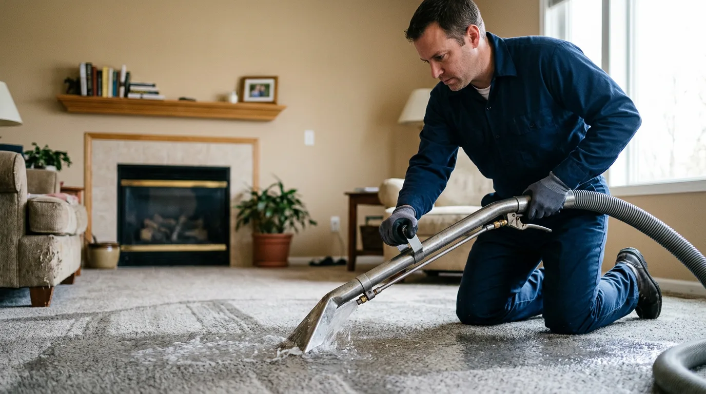 Water damage restoration technician working near Ontario, CA